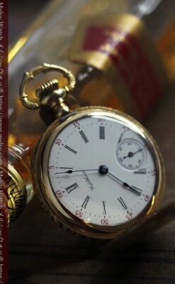 勢いのある装飾が美しいウォルサムの金無垢アンティーク懐中時計 【1900年頃】-P2366-17