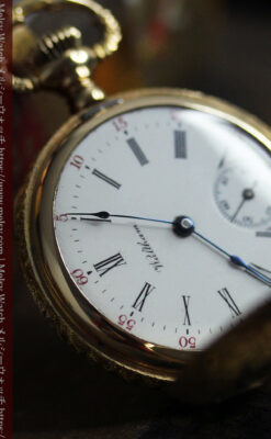 勢いのある装飾が美しいウォルサムの金無垢アンティーク懐中時計 【1900年頃】-P2366-18