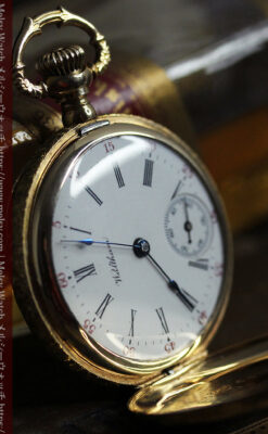 勢いのある装飾が美しいウォルサムの金無垢アンティーク懐中時計 【1900年頃】-P2366-19