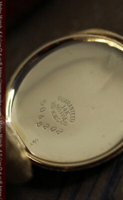 勢いのある装飾が美しいウォルサムの金無垢アンティーク懐中時計 【1900年頃】-P2366-24