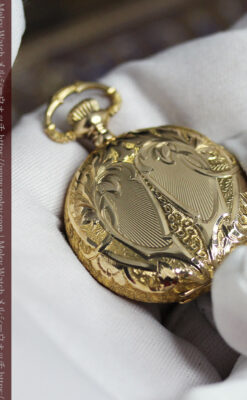 勢いのある装飾が美しいウォルサムの金無垢アンティーク懐中時計 【1900年頃】-P2366-9