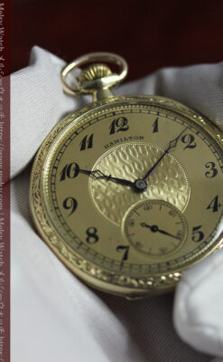 ハミルトンの綺麗な金色の文字盤を持つアンティーク懐中時計【1924年頃】-P2367-13