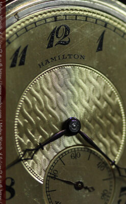 ハミルトンの綺麗な金色の文字盤を持つアンティーク懐中時計【1924年頃】-P2367-18