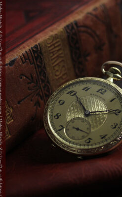 ハミルトンの綺麗な金色の文字盤を持つアンティーク懐中時計【1924年頃】-P2367-3