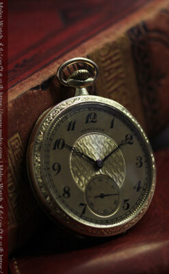 ハミルトンの綺麗な金色の文字盤を持つアンティーク懐中時計【1924年頃】-P2367-5