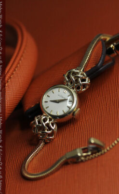 ジャガールクルト 華のある女性用金無垢アンティーク腕時計 【1950年頃】-W1622-1