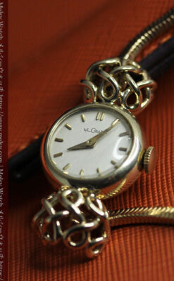 ジャガールクルト 華のある女性用金無垢アンティーク腕時計 【1950年頃】-W1622-10