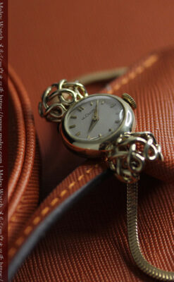 ジャガールクルト 華のある女性用金無垢アンティーク腕時計 【1950年頃】-W1622-11