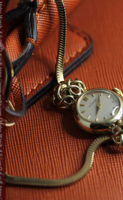 ジャガールクルト 華のある女性用金無垢アンティーク腕時計 【1950年頃】-W1622-12