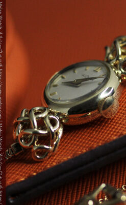 ジャガールクルト 華のある女性用金無垢アンティーク腕時計 【1950年頃】-W1622-14