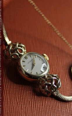 ジャガールクルト 華のある女性用金無垢アンティーク腕時計 【1950年頃】-W1622-2