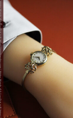 ジャガールクルト 華のある女性用金無垢アンティーク腕時計 【1950年頃】-W1622-20