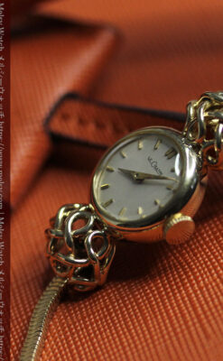 ジャガールクルト 華のある女性用金無垢アンティーク腕時計 【1950年頃】-W1622-4