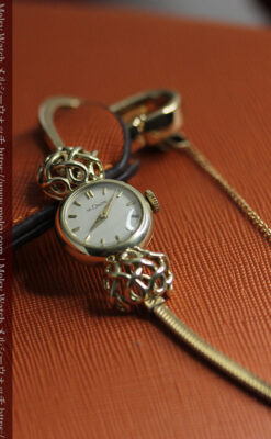 ジャガールクルト 華のある女性用金無垢アンティーク腕時計 【1950年頃】-W1622-5