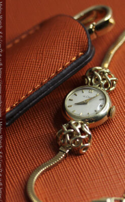 ジャガールクルト 華のある女性用金無垢アンティーク腕時計 【1950年頃】-W1622-6