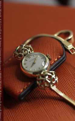 ジャガールクルト 華のある女性用金無垢アンティーク腕時計 【1950年頃】-W1622-8