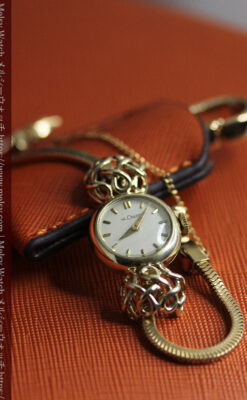 ジャガールクルト 華のある女性用金無垢アンティーク腕時計 【1950年頃】-W1622-9