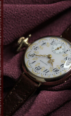 懐中時計の姿を残した優雅なウォルサムのアンティーク腕時計 【1910年頃】-W1623-12