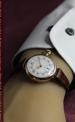 懐中時計の姿を残した優雅なウォルサムのアンティーク腕時計 【1910年頃】-W1623-21