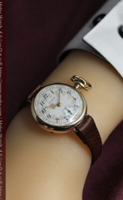 懐中時計の姿を残した優雅なウォルサムのアンティーク腕時計 【1910年頃】-W1623-23