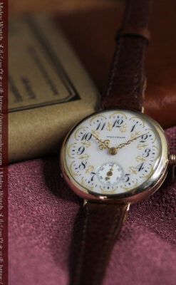 懐中時計の姿を残した優雅なウォルサムのアンティーク腕時計 【1910年頃】-W1623-5