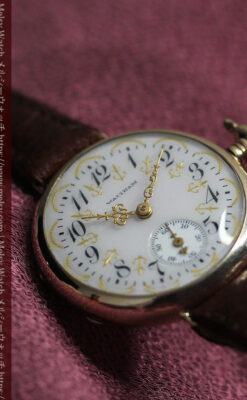 懐中時計の姿を残した優雅なウォルサムのアンティーク腕時計 【1910年頃】-W1623-6