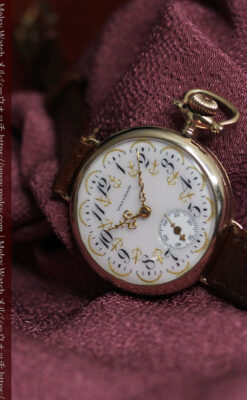 懐中時計の姿を残した優雅なウォルサムのアンティーク腕時計 【1910年頃】-W1623-9
