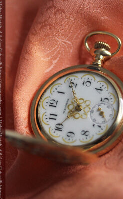 美しい女性の横顔 ウォルサムのアンティーク懐中時計 【1906年頃】ブローチ付き-P2371-13