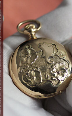 美しい女性の横顔 ウォルサムのアンティーク懐中時計 【1906年頃】ブローチ付き-P2371-15