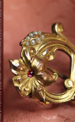 美しい女性の横顔 ウォルサムのアンティーク懐中時計 【1906年頃】ブローチ付き-P2371-16