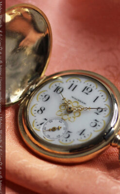 美しい女性の横顔 ウォルサムのアンティーク懐中時計 【1906年頃】ブローチ付き-P2371-19