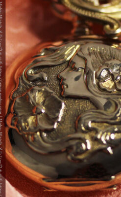 美しい女性の横顔 ウォルサムのアンティーク懐中時計 【1906年頃】ブローチ付き-P2371-2