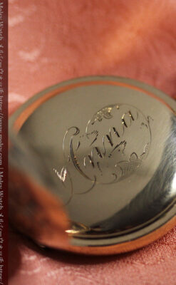 美しい女性の横顔 ウォルサムのアンティーク懐中時計 【1906年頃】ブローチ付き-P2371-22