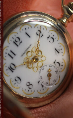 美しい女性の横顔 ウォルサムのアンティーク懐中時計 【1906年頃】ブローチ付き-P2371-7