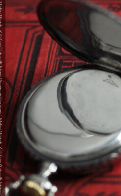 黒と銀の美しい装飾と色使い ロンジンの銀無垢アンティーク懐中時計 【1899年製】-P2372-19