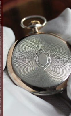 ロンジン昔の雰囲気そのままに ローズ色の銀無垢アンティーク懐中時計 【1936年製】-P2374-13