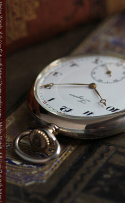 ロンジン昔の雰囲気そのままに ローズ色の銀無垢アンティーク懐中時計 【1936年製】-P2374-15