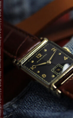 黒と金のコントラストが綺麗なハミルトンのアンティーク腕時計 【1940年頃】-W1624-1