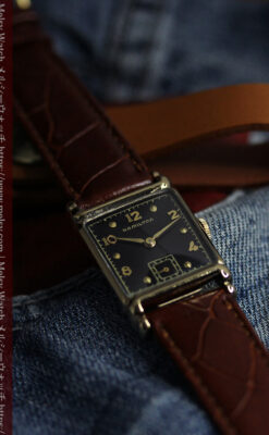 黒と金のコントラストが綺麗なハミルトンのアンティーク腕時計 【1940年頃】-W1624-2