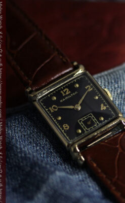 黒と金のコントラストが綺麗なハミルトンのアンティーク腕時計 【1940年頃】-W1624-3