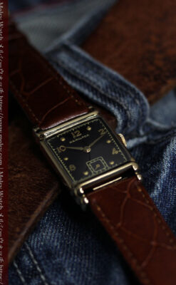 黒と金のコントラストが綺麗なハミルトンのアンティーク腕時計 【1940年頃】-W1624-7