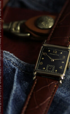 黒と金のコントラストが綺麗なハミルトンのアンティーク腕時計 【1940年頃】-W1624-8