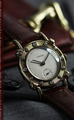 ロンジンのダイアモンドダイアル・金無垢アンティーク腕時計 【1949年製】-W1625-1