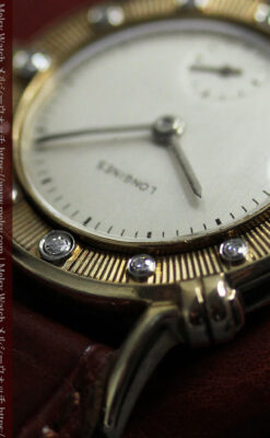 ロンジンのダイアモンドダイアル・金無垢アンティーク腕時計 【1949年製】-W1625-12