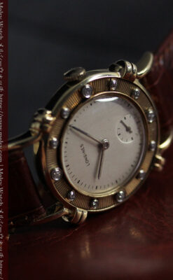 ロンジンのダイアモンドダイアル・金無垢アンティーク腕時計 【1949年製】-W1625-15