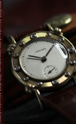 ロンジンのダイアモンドダイアル・金無垢アンティーク腕時計 【1949年製】-W1625-16