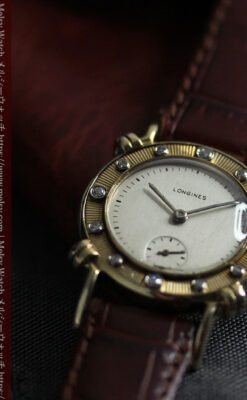 ロンジンのダイアモンドダイアル・金無垢アンティーク腕時計 【1949年製】-W1625-17