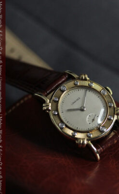 ロンジンのダイアモンドダイアル・金無垢アンティーク腕時計 【1949年製】-W1625-8