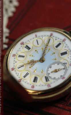 赤い宝石と美しい装飾と文字盤 エルジンの金無垢アンティーク懐中時計 【1899年頃】 箱付き-P2375-21