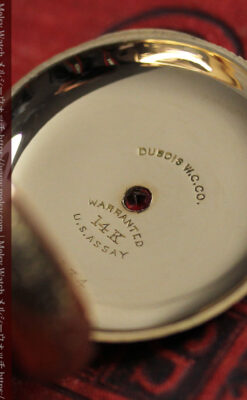 赤い宝石と美しい装飾と文字盤 エルジンの金無垢アンティーク懐中時計 【1899年頃】 箱付き-P2375-25